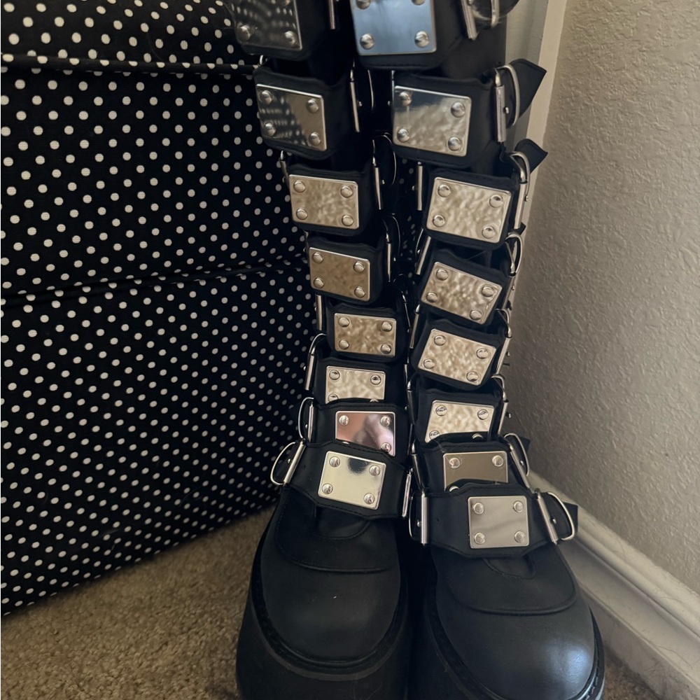 Demonia Black and Silver Platform Boots